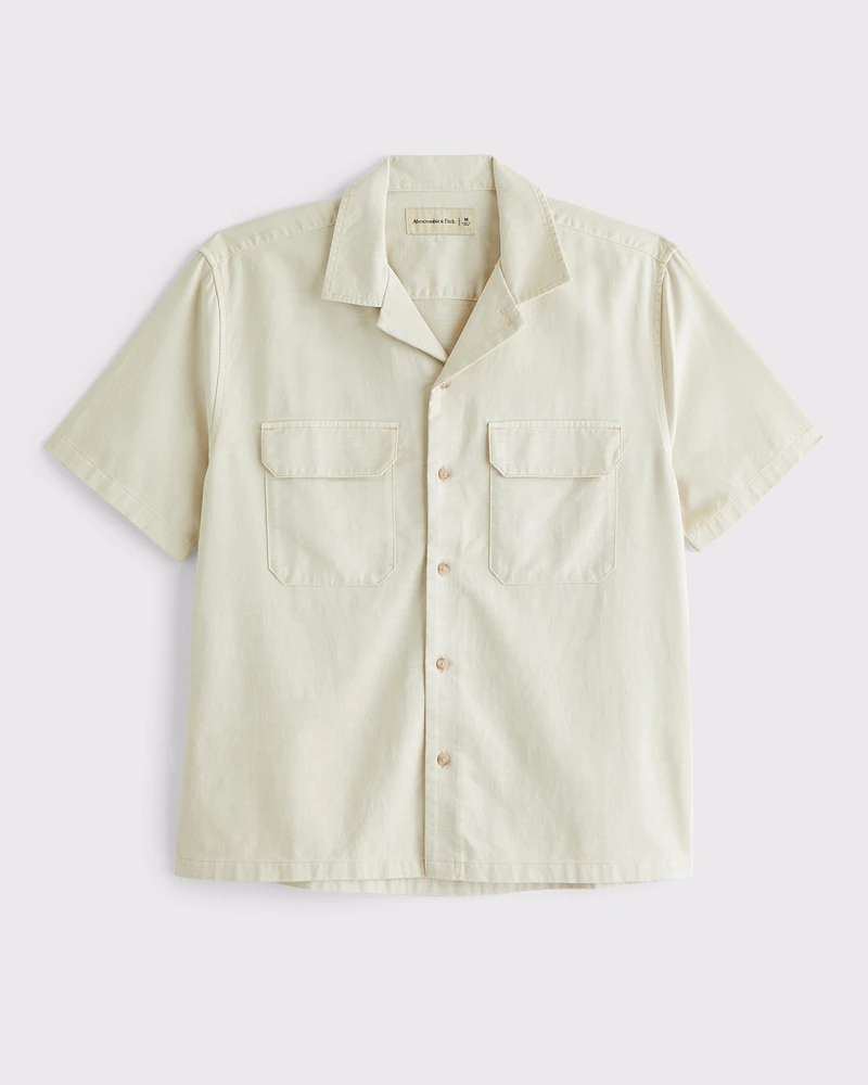 Camp Collar Button-Up Shirt