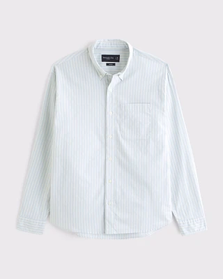 Cropped Poplin Button-Up Shirt