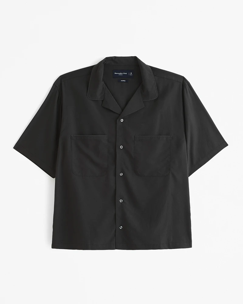 Camp Collar Cropped Cupro Shirt