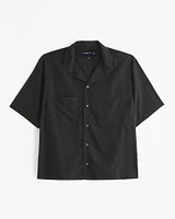 Camp Collar Cropped Cupro Shirt