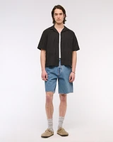 Camp Collar Braided Button-Up Shirt