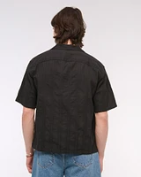 Camp Collar Braided Button-Up Shirt