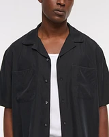Camp Collar Cropped Cupro Shirt