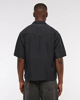 Camp Collar Cropped Cupro Shirt