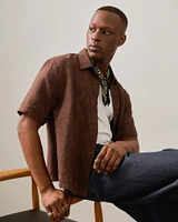 Short-Sleeve Cropped Jacquard Button-Up Shirt