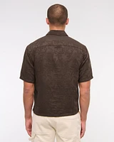 Short-Sleeve Cropped Jacquard Button-Up Shirt