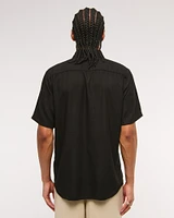 Short-Sleeve Summer Linen-Blend Button-Up Shirt
