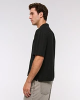 Camp Collar Cropped Button-Up Shirt