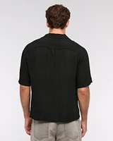 Camp Collar Cropped Button-Up Shirt
