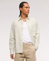 Summer Linen-Blend Button-Up Shirt