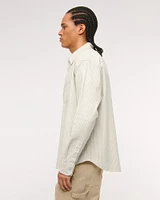 Summer Linen-Blend Button-Up Shirt