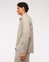Long-Sleeve Garment Dye Button-Up Shirt