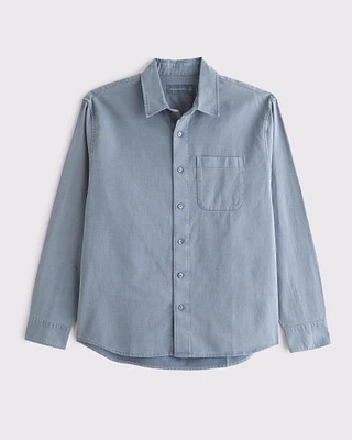 Long-Sleeve Garment Dye Button-Up Shirt