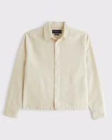 Cropped Slub Button-Up Shirt