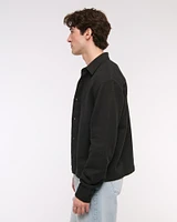 Cropped Slub Button-Up Shirt