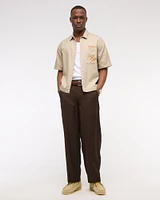 Short-Sleeve Cropped Modelo Workwear Button-Up Shirt