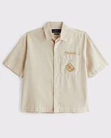 Short-Sleeve Cropped Modelo Workwear Button-Up Shirt