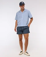 Camp Collar Cropped Seersucker Shirt
