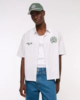 Short Sleeve Cropped Memorial Tournament Workwear Button-Up Shirt