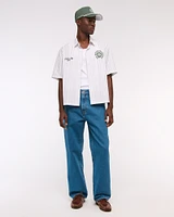 Short Sleeve Cropped Memorial Tournament Workwear Button-Up Shirt