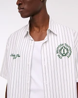 Short Sleeve Cropped Memorial Tournament Workwear Button-Up Shirt
