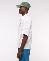 Short Sleeve Cropped Memorial Tournament Workwear Button-Up Shirt