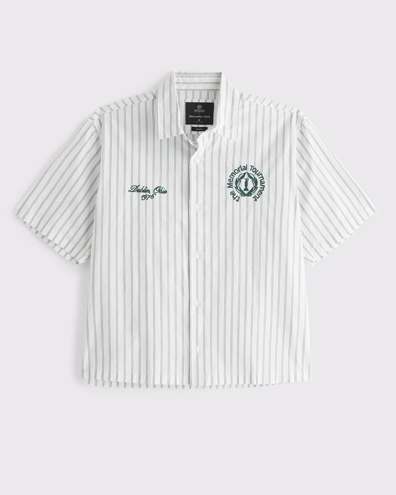 Short Sleeve Cropped Memorial Tournament Workwear Button-Up Shirt