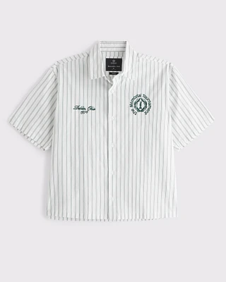 Short Sleeve Cropped Memorial Tournament Workwear Button-Up Shirt