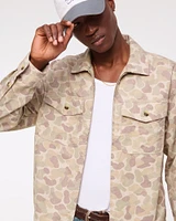 Cropped Twill Zip Shirt Jacket