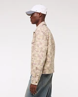 Cropped Twill Zip Shirt Jacket