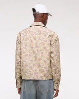 Cropped Twill Zip Shirt Jacket