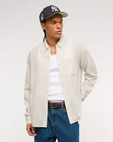 Long-Sleeve Textural Plaid Button-Up Shirt