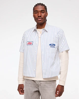 Short Sleeve Cropped Ford Button-Up Shirt