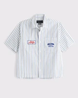 Short Sleeve Cropped Ford Button-Up Shirt