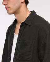 Cropped Linen Button-Up Shirt