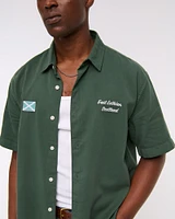 Short Sleeve Cropped PGA Scottish Open Button-Up Shirt