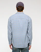 Long-Sleeve Plaid Button-Up Shirt