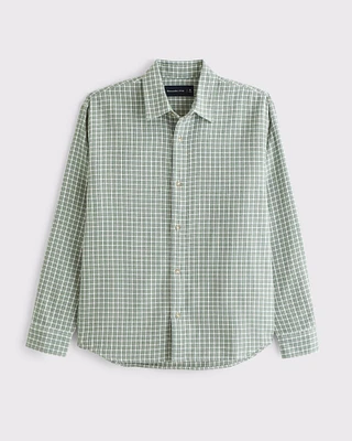 Long-Sleeve Plaid Button-Up Shirt