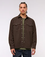 Vegan Suede Button-Up Shirt