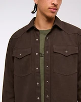 Vegan Suede Button-Up Shirt