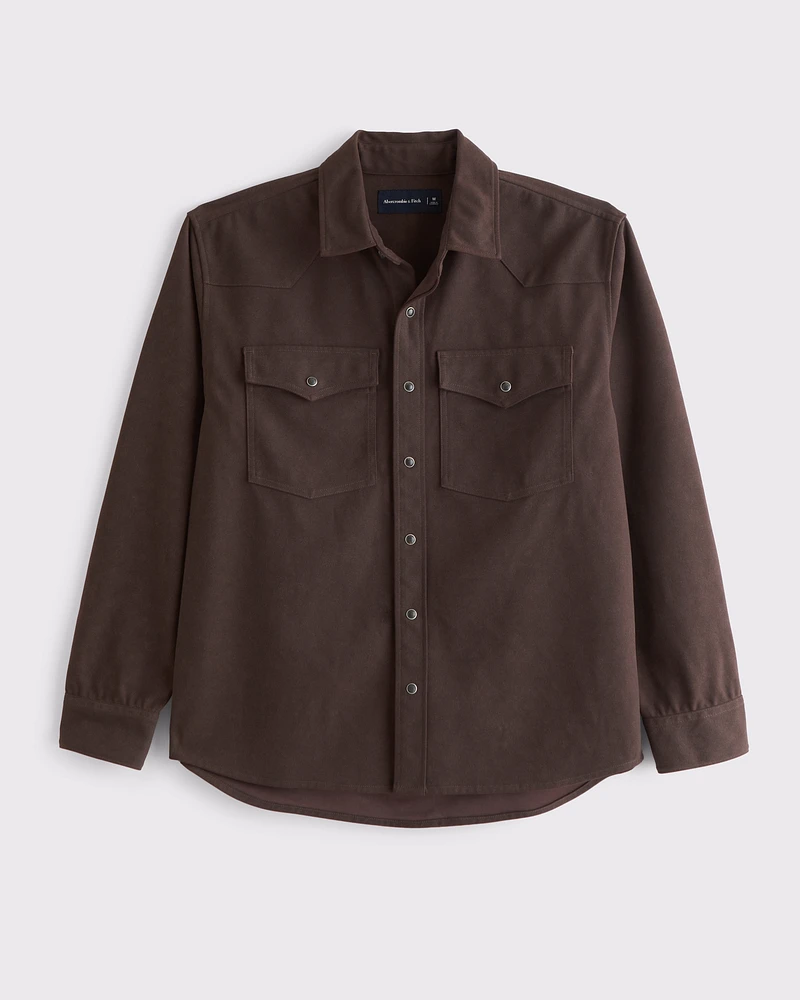 Vegan Suede Button-Up Shirt