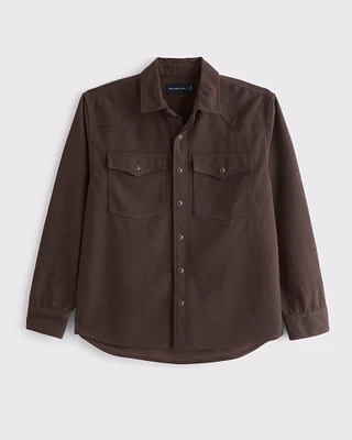 Vegan Suede Button-Up Shirt
