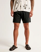 Relaxed Linen-Blend Pull-On Short