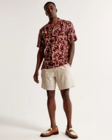 Relaxed Linen-Blend Pull-On Short