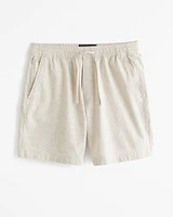 Relaxed Linen-Blend Pull-On Short