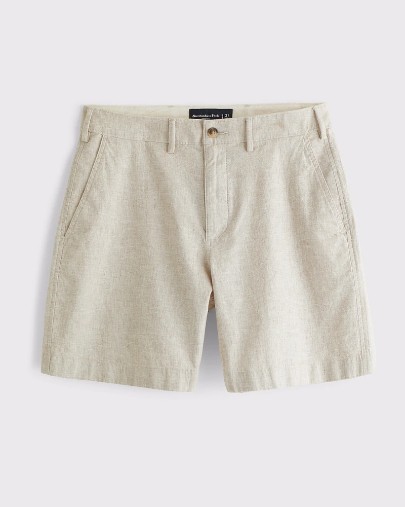 Linen-Blend Plainfront Short