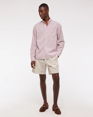 Relaxed Linen-Blend Pull-On Short