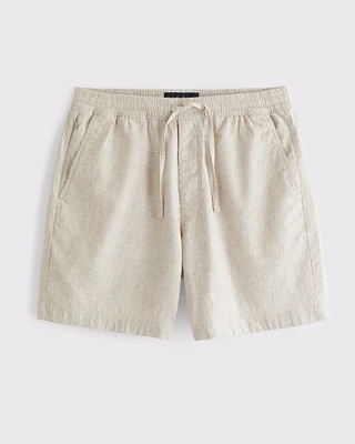 Relaxed Linen-Blend Pull-On Short