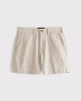 Linen-Blend Plainfront Short