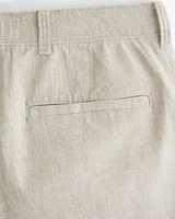 Straight Linen-Blend Fixed Waist Pant